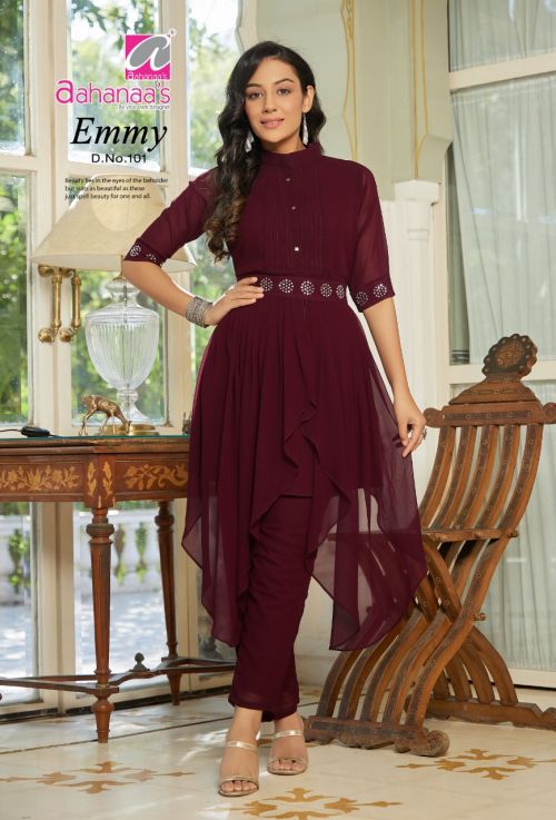 Aahanaa Emmy Stylish Fancy Wear Wholesale Party Wear Kurtis Catalog
